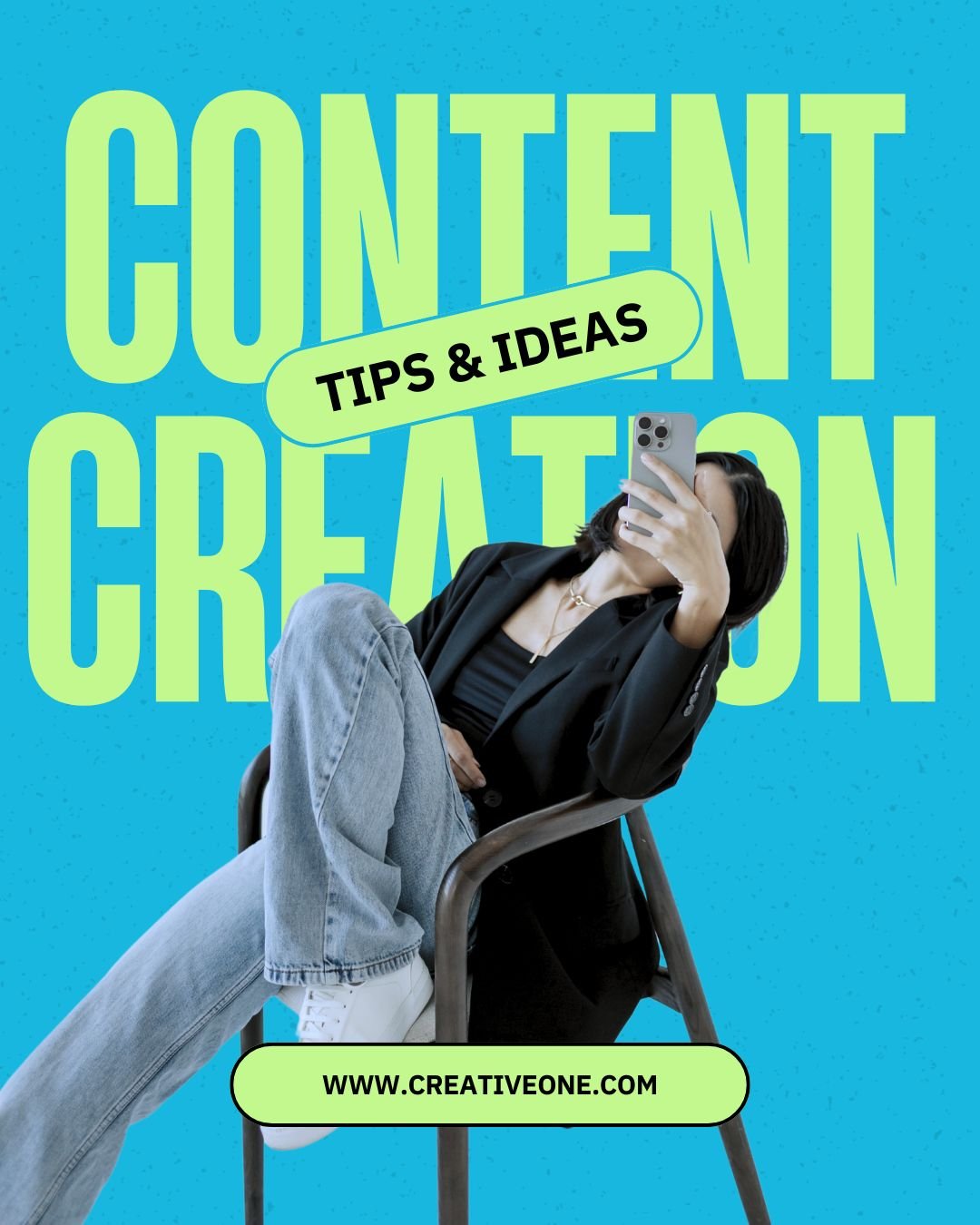 teal and lime bold content creation tips instagram post
